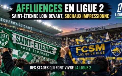 Saint-Étienne domine les affluences de Ligue 2 tandis que Sochaux impressionne par son taux de remplissage