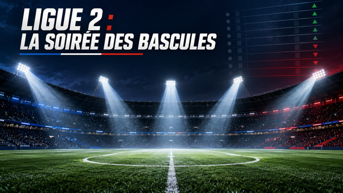 Stade de Ligue 2 illuminé pour le multiplex de la 6e journée